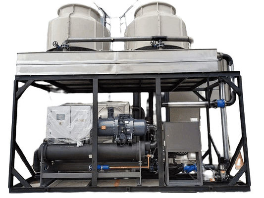 kaufen 100 PS Wassergekühlter Schraubentyp Niedertemperaturkühler mit doppelten Hanbell-Kompressoren für Spritzgießmaschine online manufacture