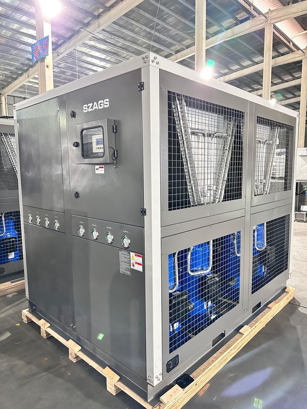 Fabrikzulieferung 60HP Luftgekühlter industrieller Wasserkühler 60 Tonnen Roll-Typ Glycol-Kühler mit vier Roll-Kompressoren